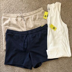 NWT All in Motion Navy and “Almond” shorts bundle XL